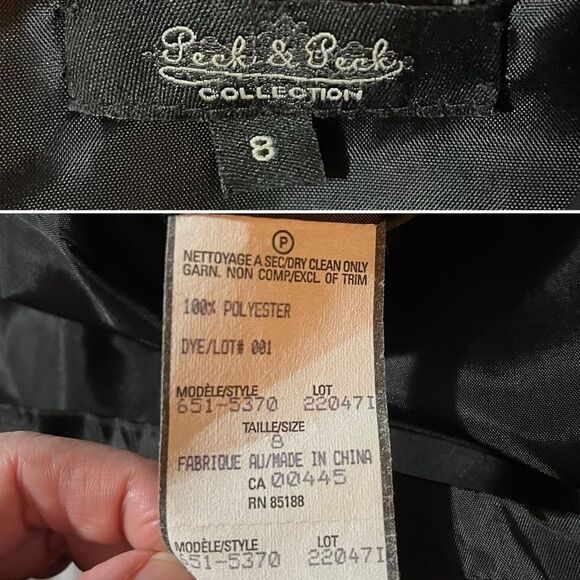 Peck & Peck LBD Sheath Mini Dress Sleeveless Design Crew Neck Belted Black 8 - Picture 10 of 11